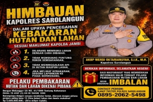 Laporkan Pembakar Hutan dan Lahan di Kabupaten Sarolangun, Warga Akan Mendapat Imbalan